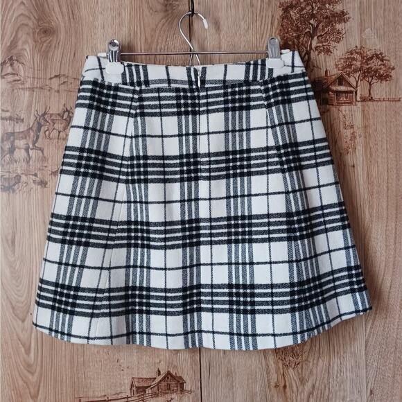 Loft Tartan Plaid Ruffle Detail Wool Blend Skirt Size 6p - Picture 3 of 9